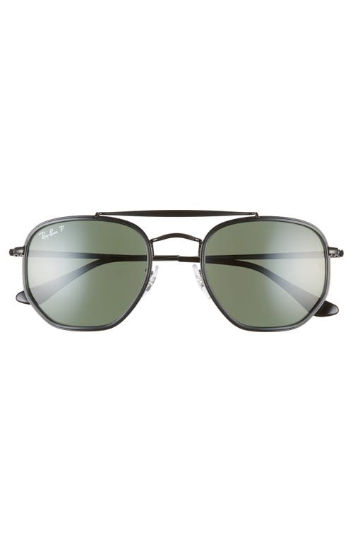 Ray Ban Ray-ban 52mm Polarized Irregular Aviator Sunglasses In Black/green Solid