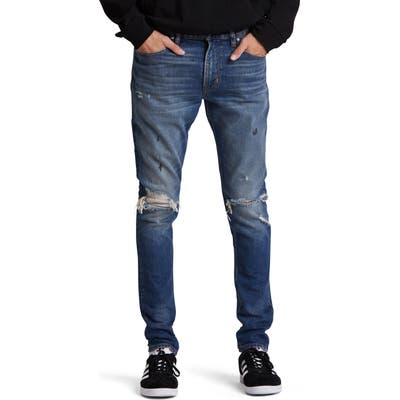 Hudson Jeans Zack Ripped Skinny Fit Jeans Blue