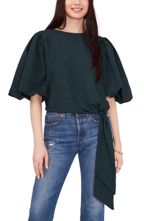 Vince Camuto Bubble Sleeve Tie Front Top Rich Spruce at Nordstrom,