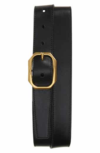 Saint Laurent Leather Belt In Black/gold