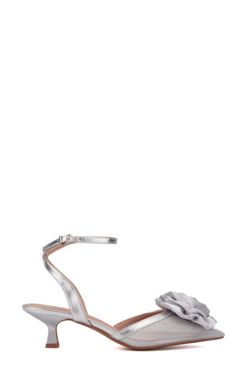 Shop New York And Company Violetta Flower Pump In Silver