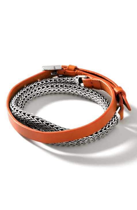 Louis Vuitton Keep It Double Leather Bracelet, Silver, 19