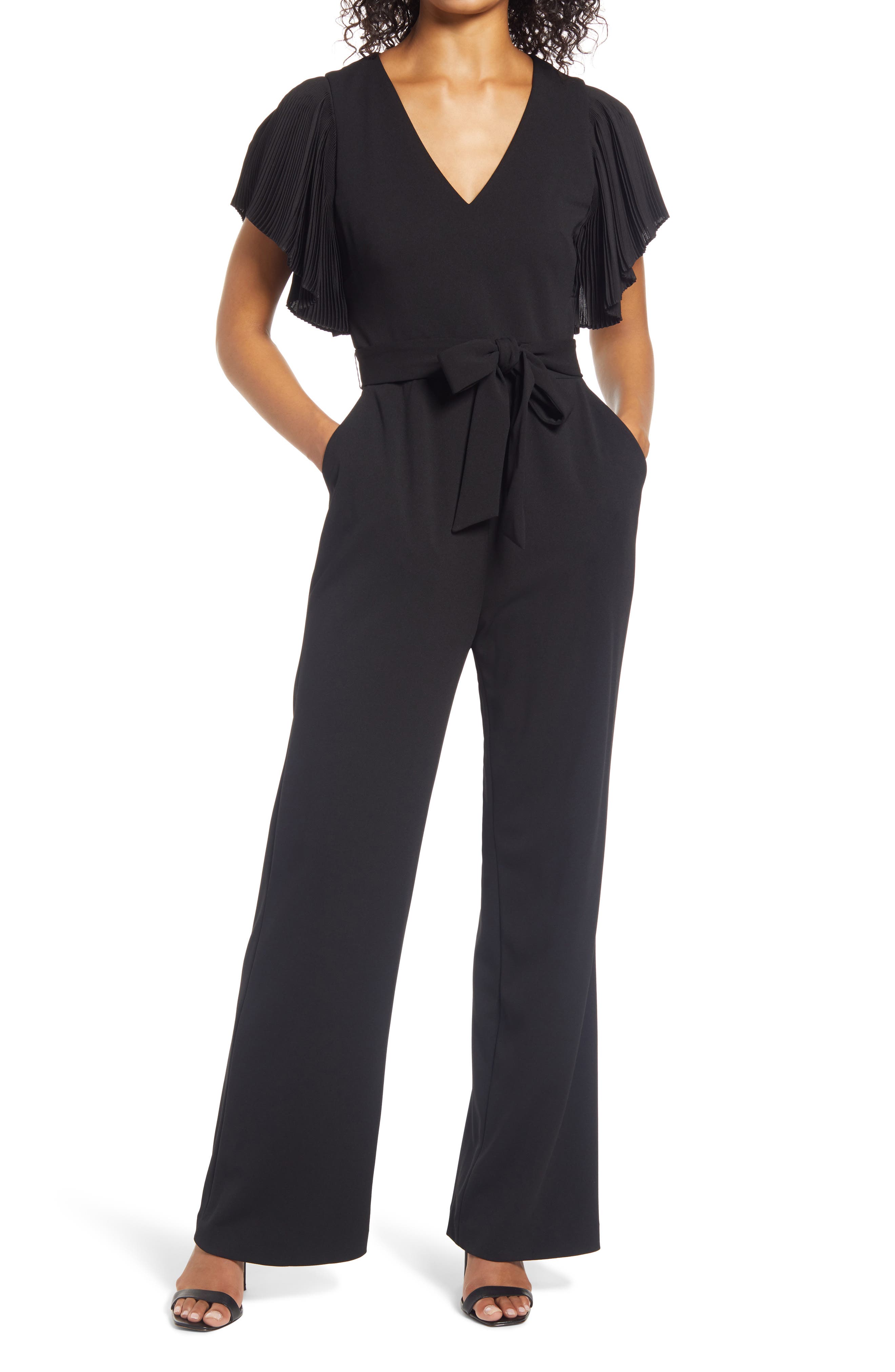 Eliza j pleated sales sleeve jumpsuit