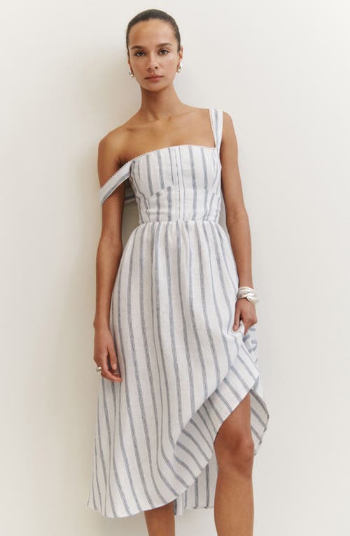 Shop Reformation Tagliatelle Linen Dress In Harbor Stripe