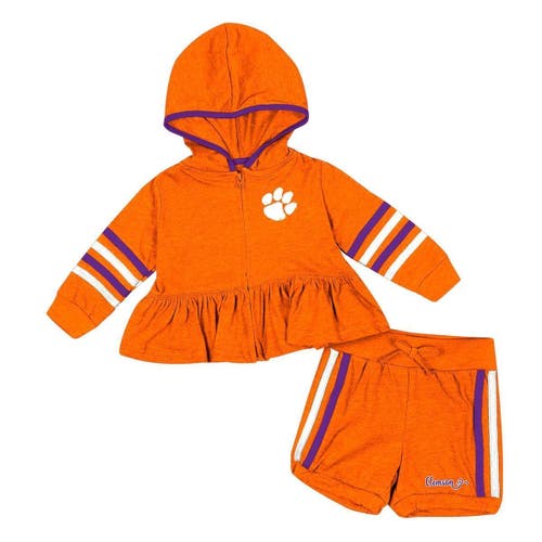 Girls Infant Colosseum Orange Clemson Tigers Spoonful Full-Zip Hoodie & Shorts Set