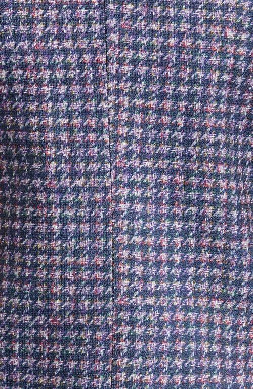 Tahari Asl Houndstooth Faux Double Breasted Blazer In Navy/pink/violet