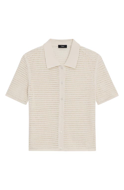 Shop Theory Neo Open Stitch Linen Blend Mesh Cardigan In Bone