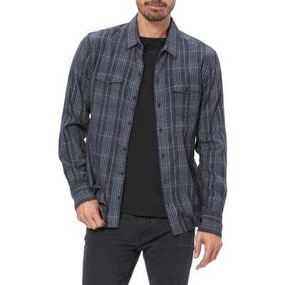 Paige Everett Plaid Button-Up Flannel Shirt, Grey