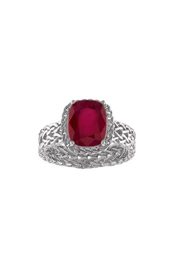 FZN FZN STERLING SILVER RUBY WHEAT CHAIN TEXTURED RING