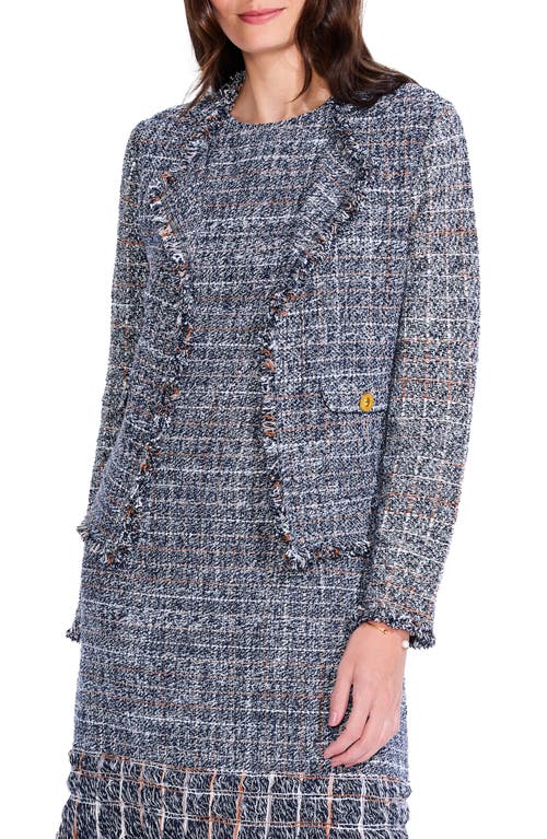 NIC+ZOE Fringe Mix Tweed Jacket in Blue Multi