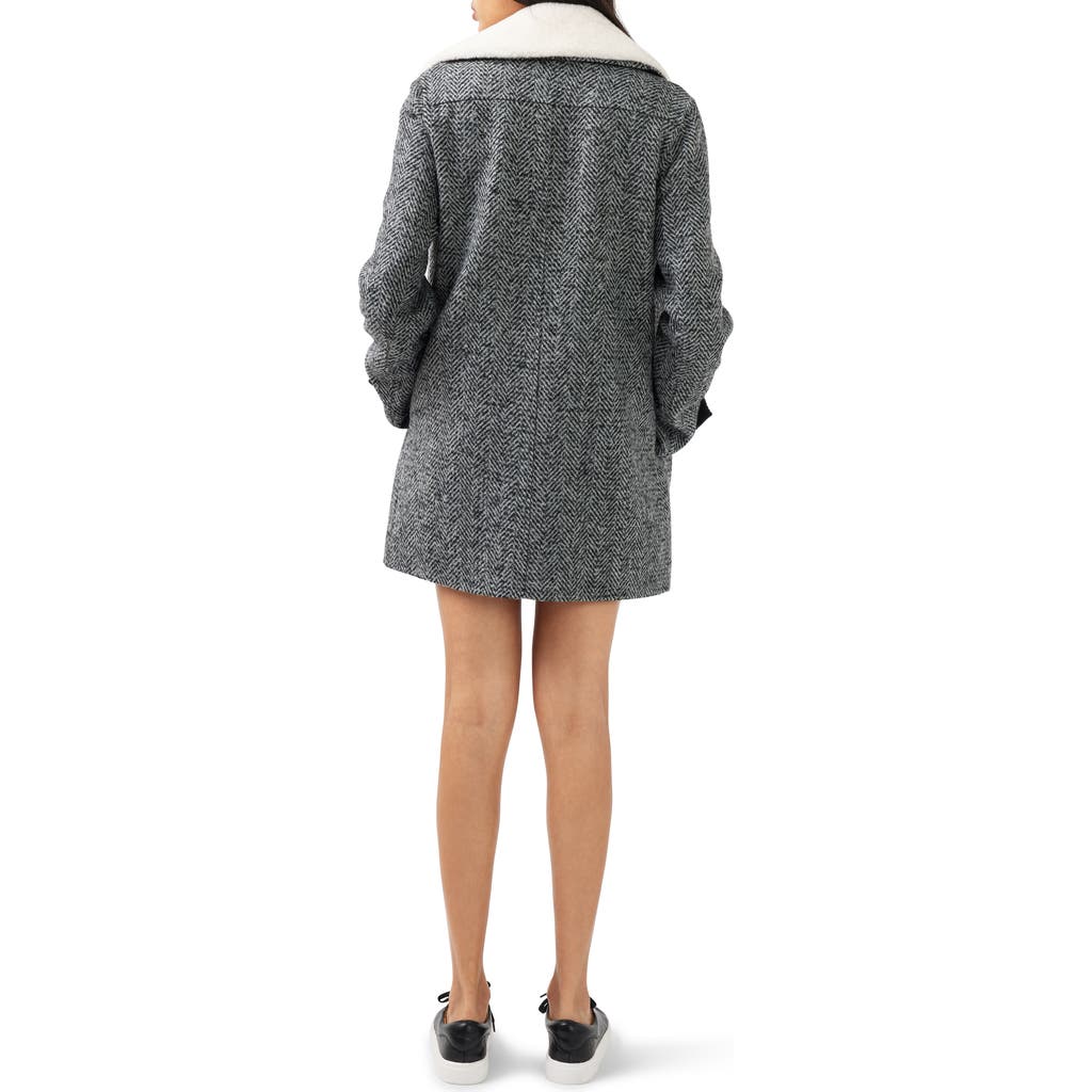 Belle & Bloom Liberty Sherpa Collar Wool Blend Coat In Charcoal