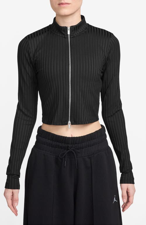 Shop Jordan Rib Zip Front Top In Black