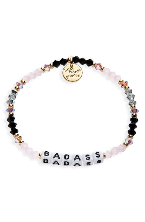 Badass Beaded Stretch Bracelet in Pink/Black/White
