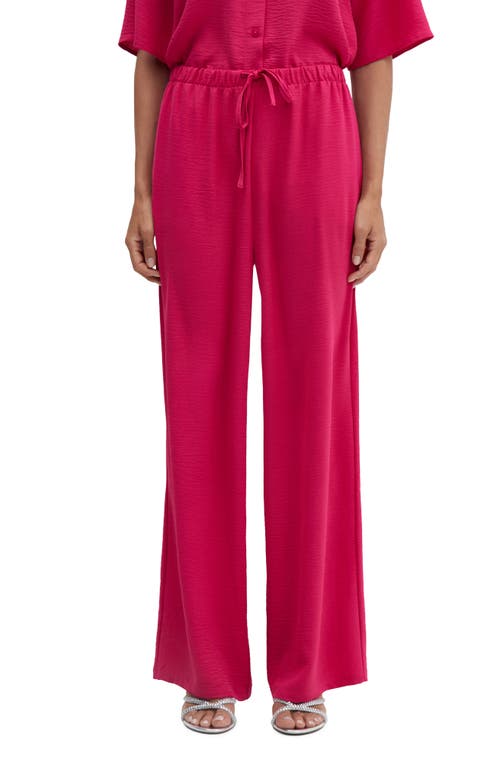 MANGO MANGO TEXTURED WIDE LEG DRAWSTRING PANTS 
