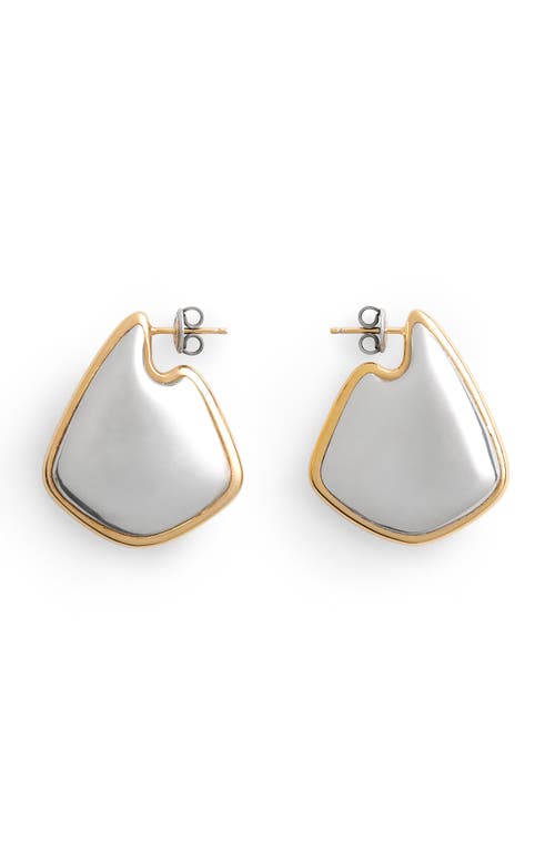 Bottega Veneta Vahuo Two-tone Fin Earrings In 8119 Silver/ Yellow Gold