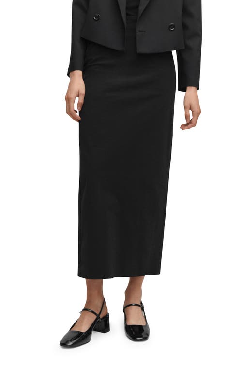 MANGO Fitted Back Slit Midi Skirt in Black at Nordstrom, Size X-Small