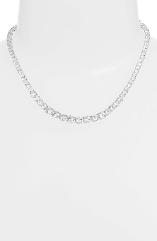 Shop Nordstrom Graduated Cubic Zirconia Tennis Necklace In Clear- Silver