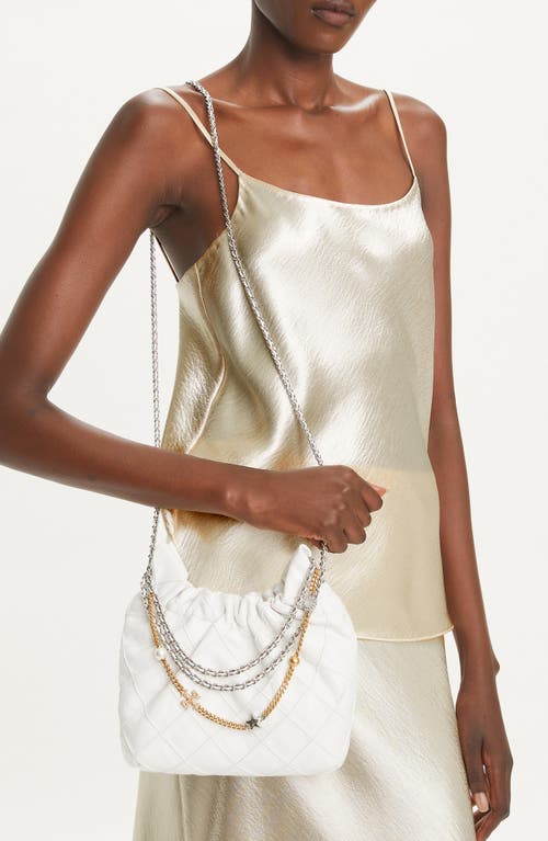 Tory Burch Mini Fleming Soft Distressed Drawstring Bag In Blanc