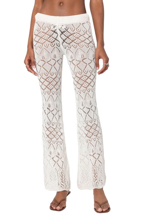 Edikted Fable Mixed Open Stitch Cotton Blend Pants In Cream
