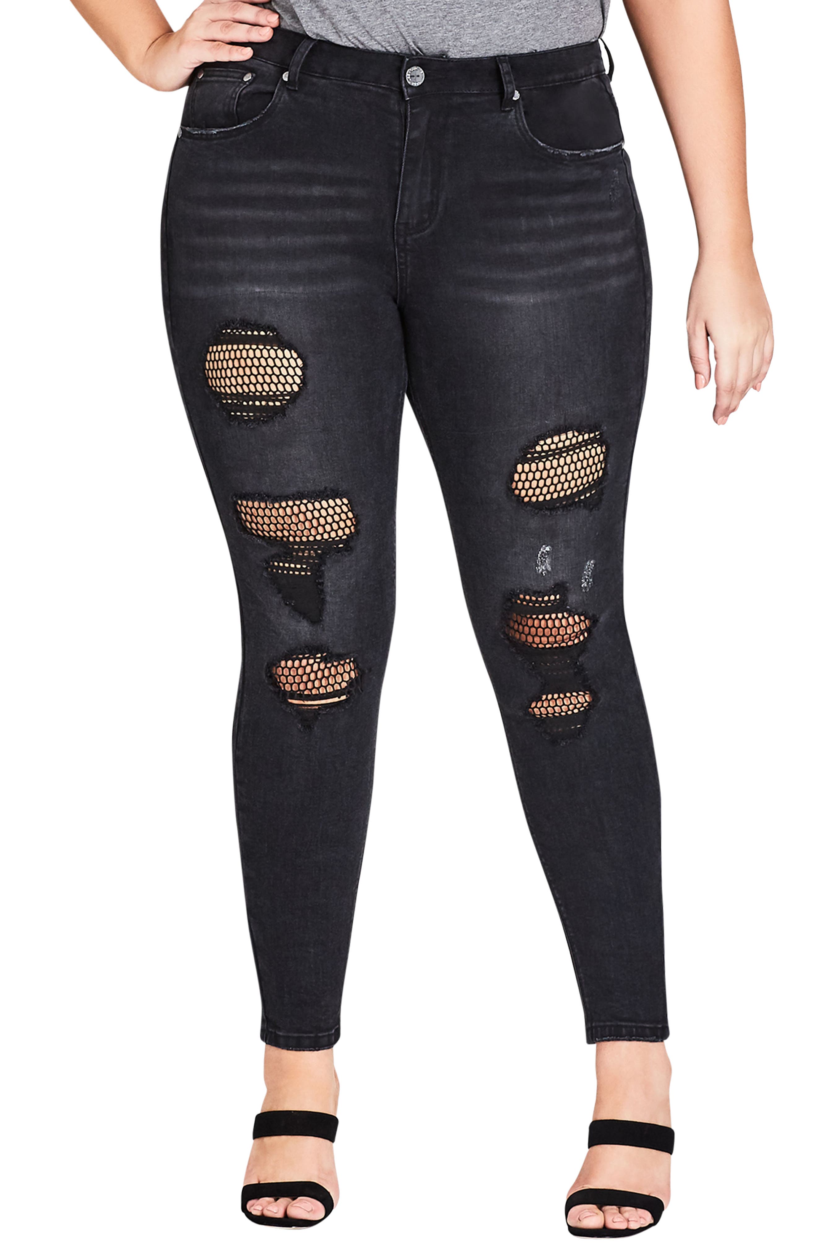 City Chic Ripped Skinny Jeans (Plus Size) Nordstrom