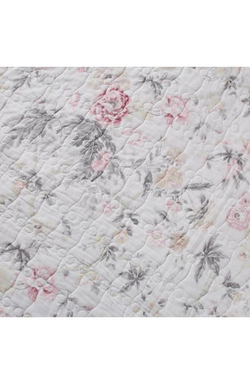 Laura Ashley Breezy Floral Twin Quilt & Sham Set In Pink Grey