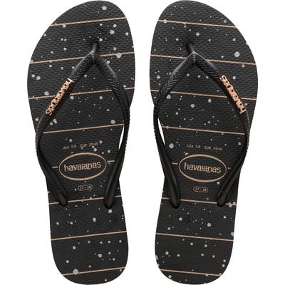 Havaianas Slim Logo Flip Flop, /36 BR - Black