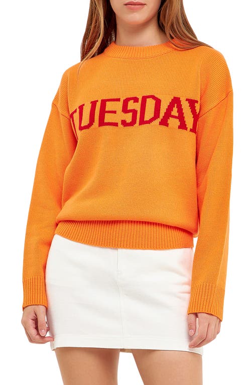 Shop English Factory Weekday Motif Sweater In Orange/red