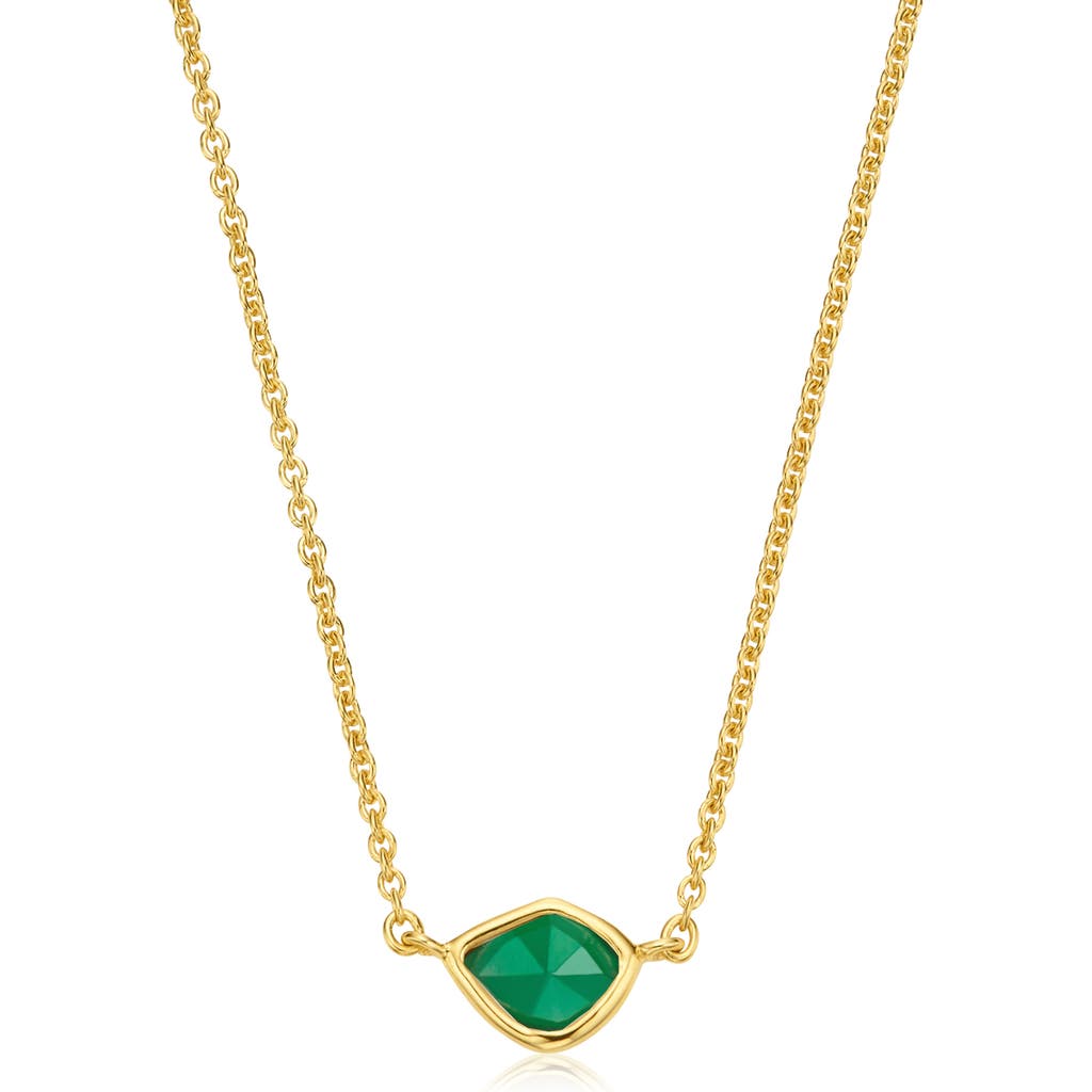Monica Vinader Siren Mini Nugget Pendant Necklace In Yellow Gold/green Onyx