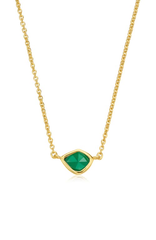 Shop Monica Vinader Siren Mini Nugget Pendant Necklace In Yellow Gold/green Onyx