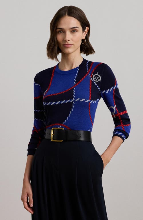 RALPH LAUREN LAUREN RALPH LAUREN ROPE PRINT CREWNECK SWEATER 