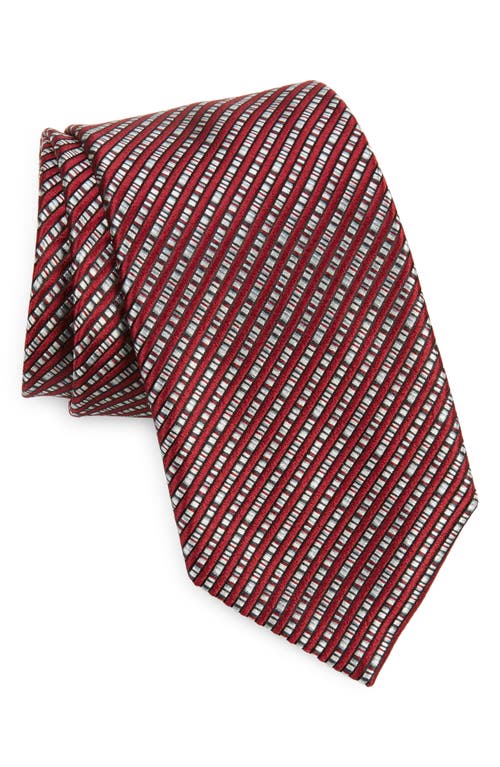 Paglie Small Stripe Silk Tie in Red