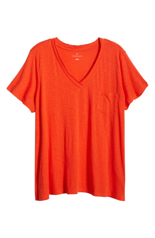 caslon(r) Short Sleeve V-Neck T-Shirt in Red Grenadine