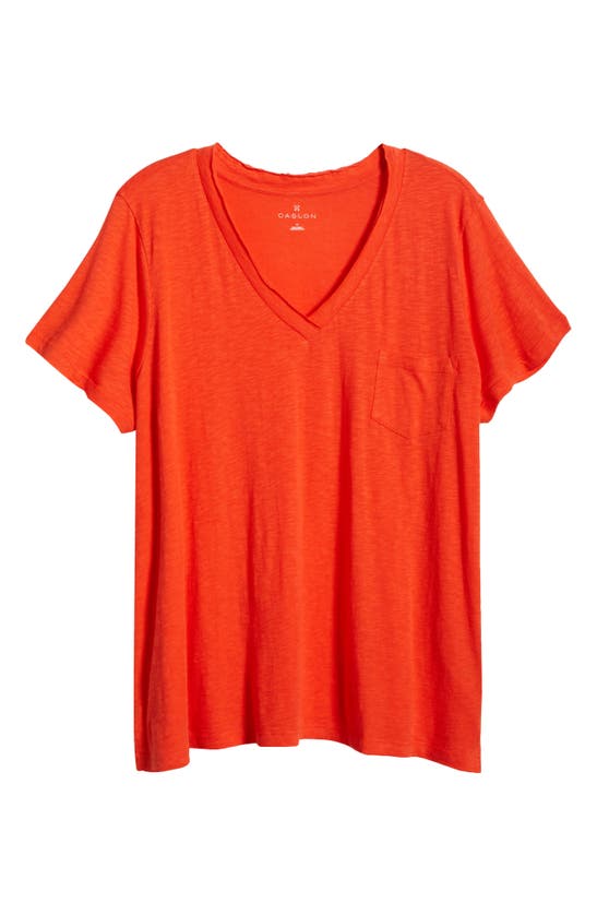 Shop Caslon Short Sleeve V-neck T-shirt In Red Grenadine
