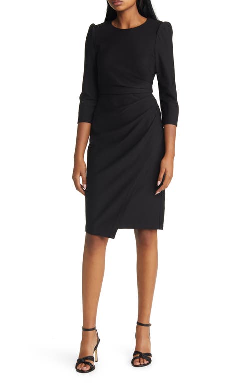 Eliza J Pleated Long Sleeve Dress in Black at Nordstrom, Size 0