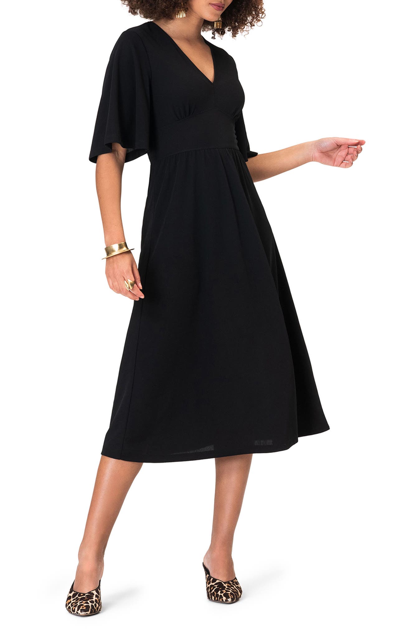 leith flutter sleeve midi dress