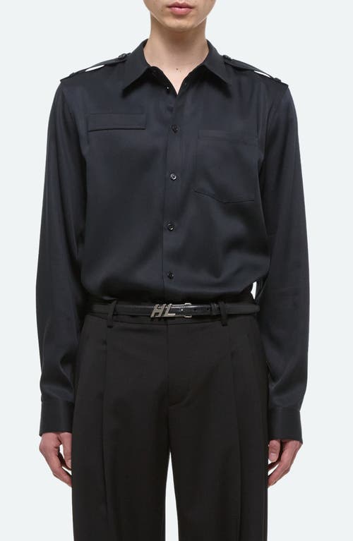 Helmut Lang Epaulet Button-Up Shirt Black - 001 at Nordstrom,