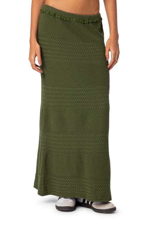 EDIKTED Garner Textured Maxi Sweater Skirt Olive at Nordstrom,