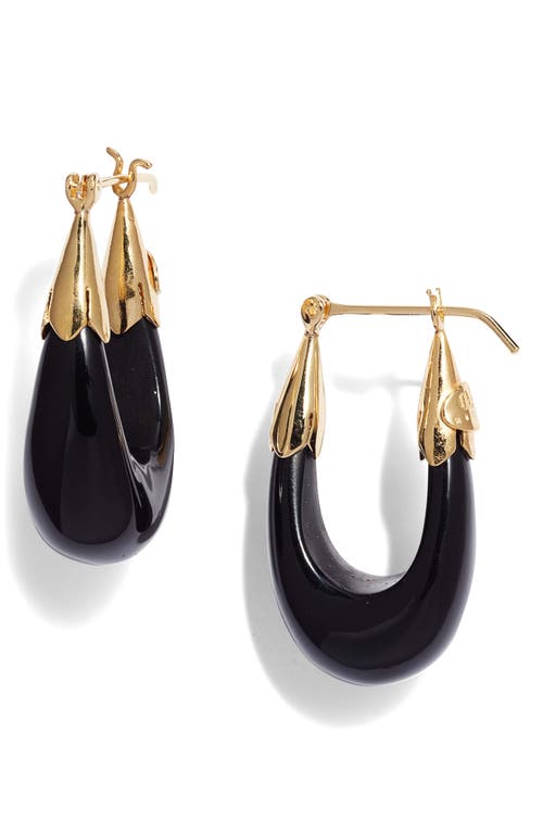 Ecume Drop Earrings in Black/Gold