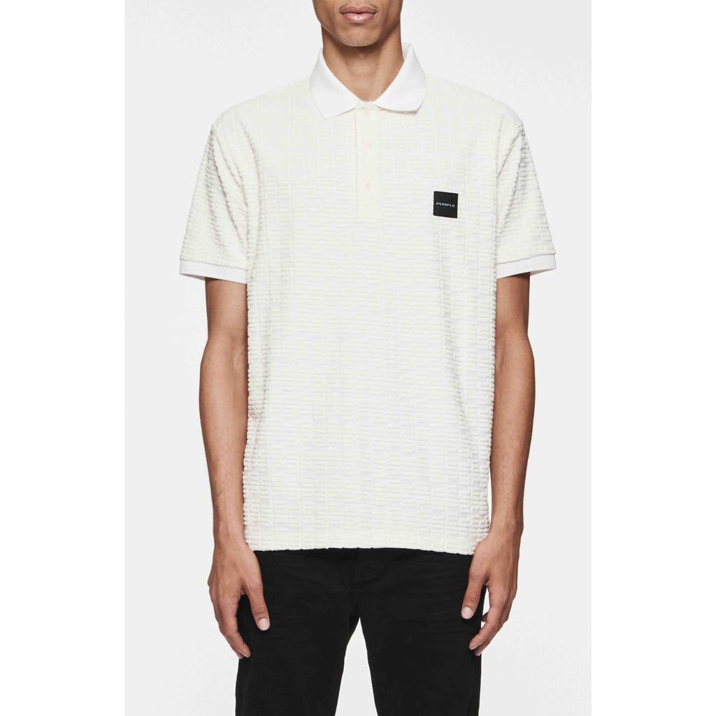 Shop Purple Brand Ribbed Terry Cloth Polo In Off White