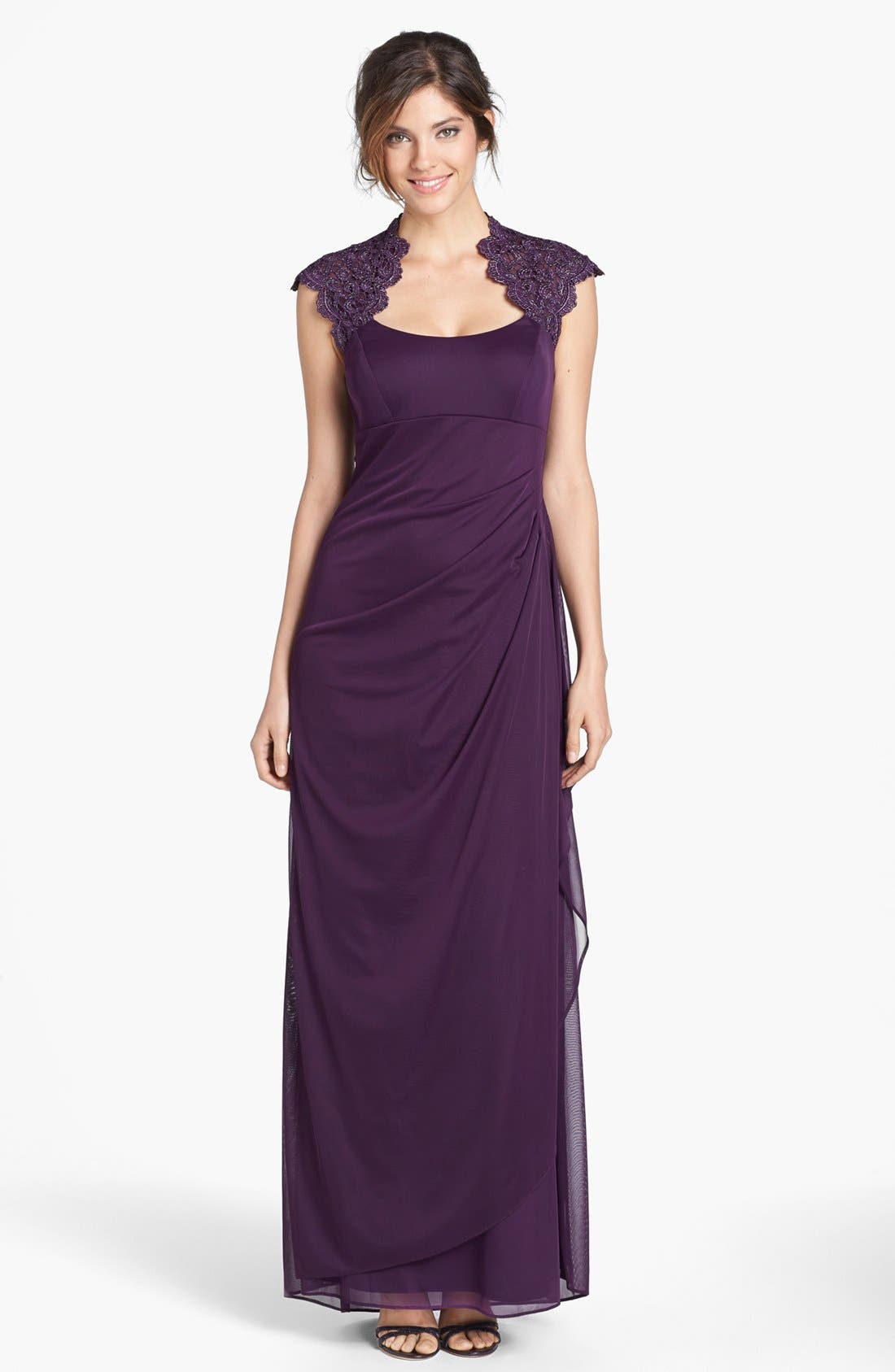 Xscape Lace Yoke Mesh Gown Nordstrom