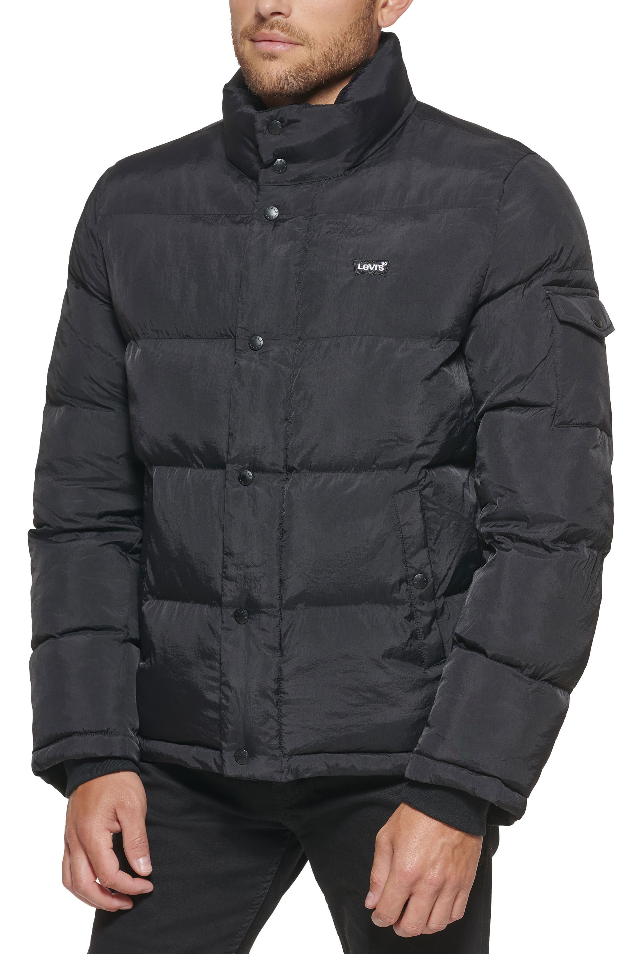 Men's Levi's Fashion Puffer Jacket, Size: Medium, Black