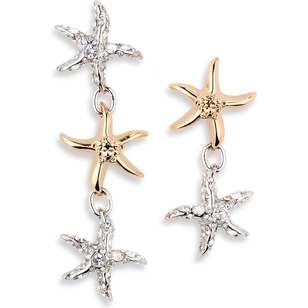 Versace Barocco Starfish Mismatched Drop Earrings In Red