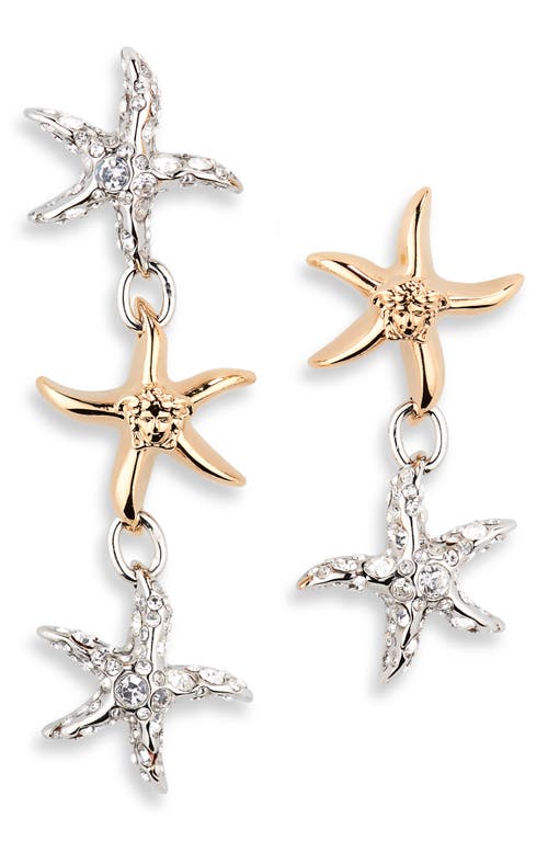 Shop Versace Barocco Starfish Mismatched Drop Earrings In  Gold Pallidium