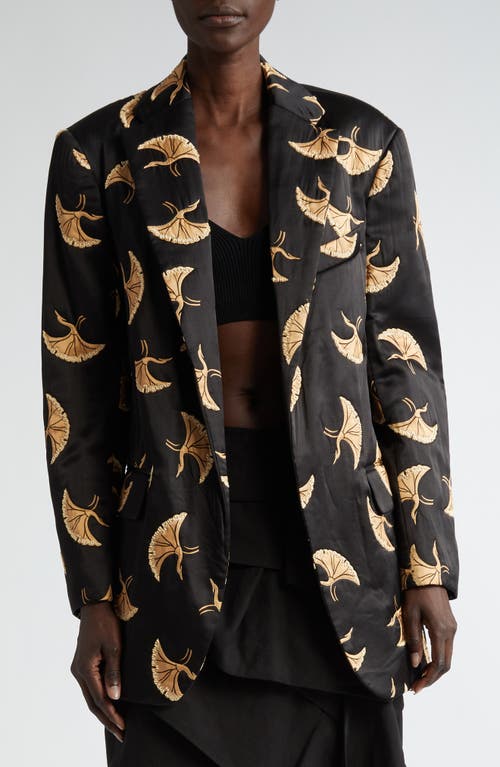 Dries Van Noten Blur Embellished Oversize Satin Blazer Black at Nordstrom,