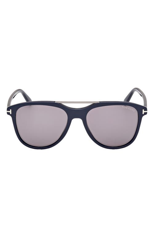 TOM FORD Damian 54mm Pilot Sunglasses in Shiny Navy Blue /Light Smoke at Nordstrom