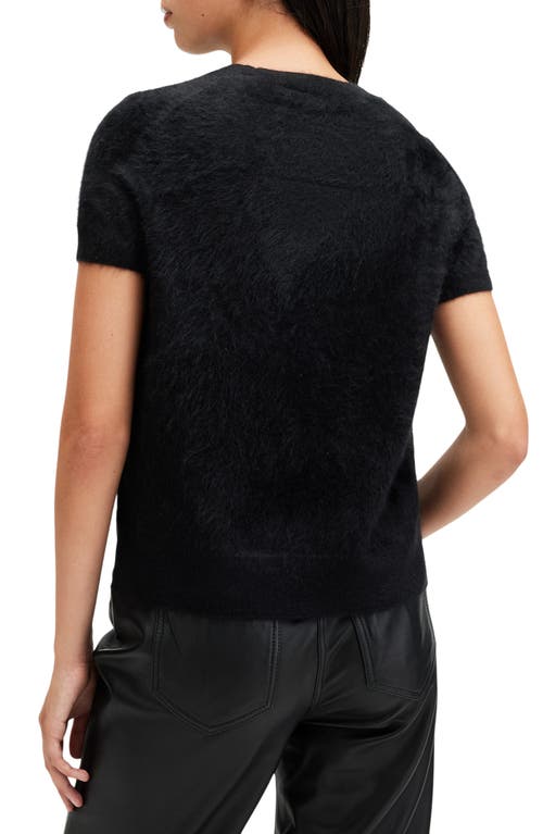 Shop Allsaints Rebel Short Sleeve Cashmere Sweater In Black