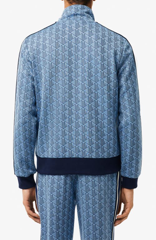 Shop Lacoste Logo Monogram Stripe Track Jacket In Rill/globe