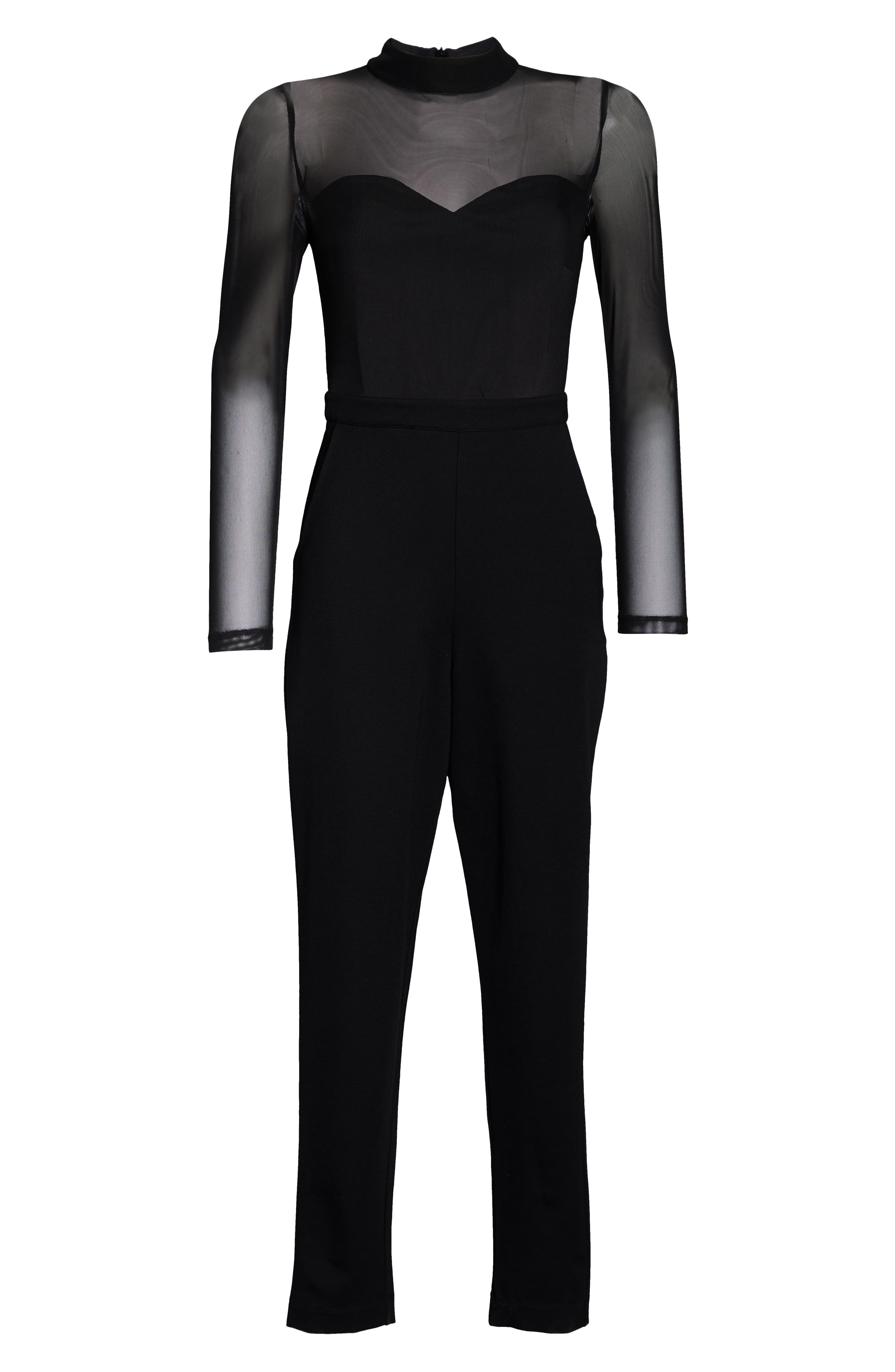 leah mesh & jersey jumpsuit
