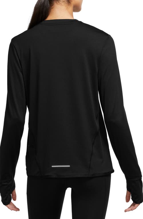 Nike Women's Dri-fit Swift Element Uv Crew-neck Running Top In Black/reflective Silv