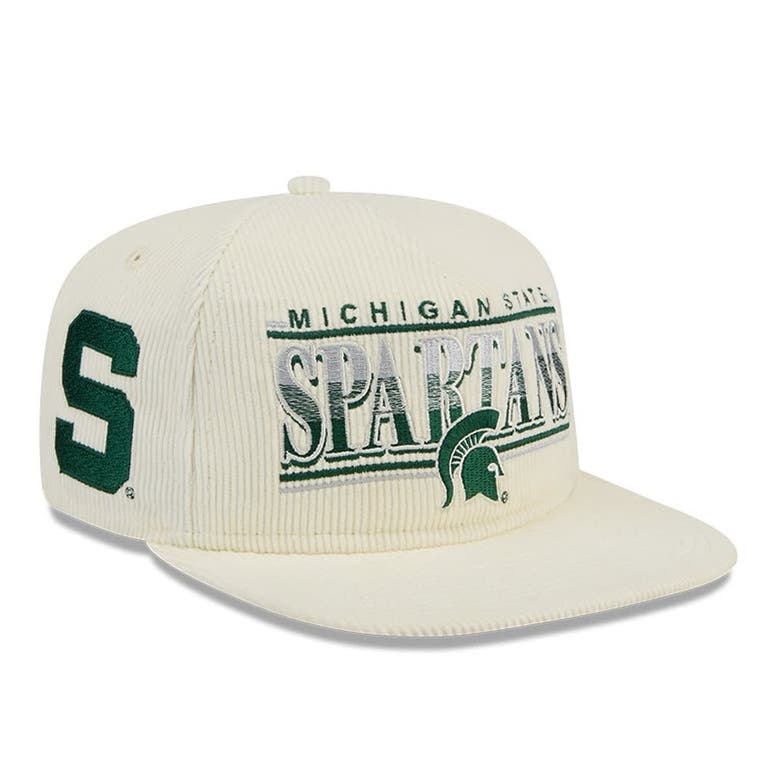 New Era White Michigan State Spartans Throwback Golfer Corduroy Snapback Hat In Neutral
